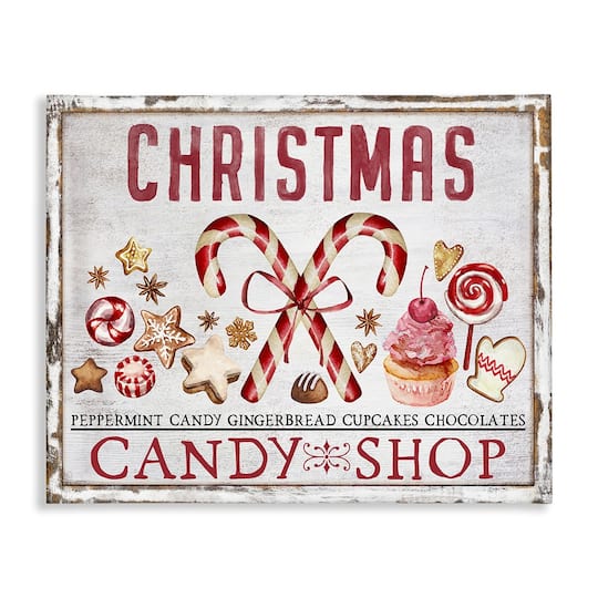 Stupell Industries Candy Shop Christmas Canvas Wall Art